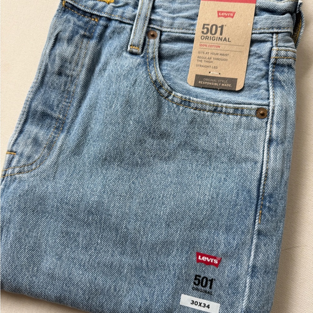 Levi's Light Blue 501 Original Straight Jeans